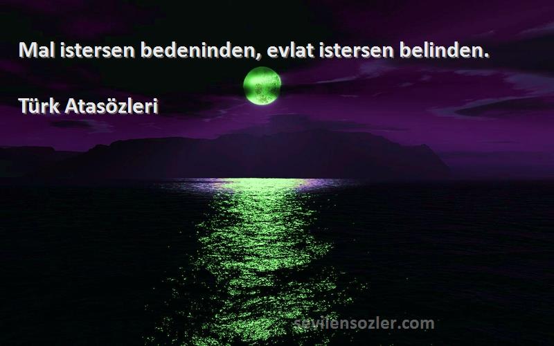 Türk Atasözleri - Mal istersen bedeninden, evlat istersen belinden.