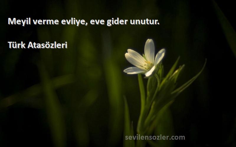 Türk Atasözleri - Meyil verme evliye, eve gider unutur.