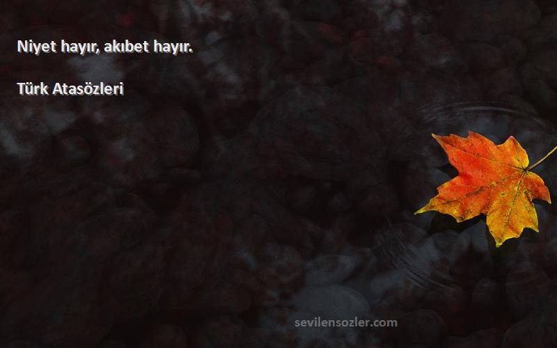 Türk Atasözleri - Niyet hayır, akıbet hayır.