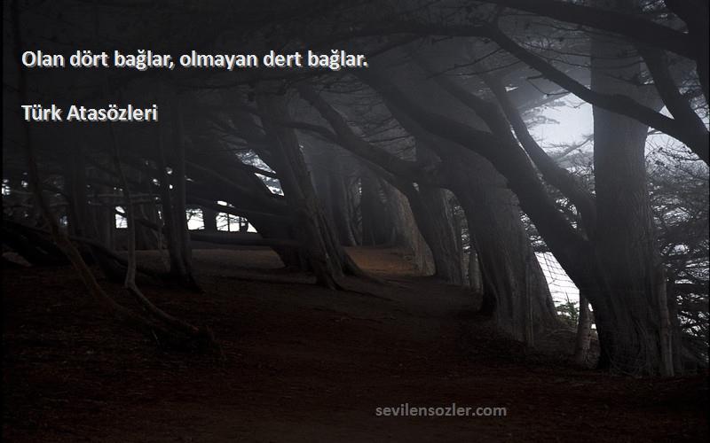 Türk Atasözleri - Olan dört bağlar, olmayan dert bağlar.