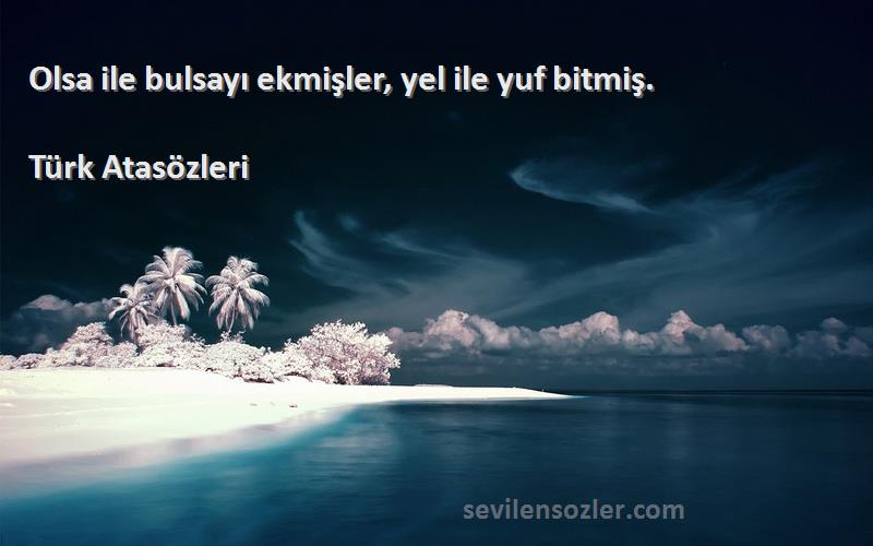 Türk Atasözleri - Olsa ile bulsayı ekmişler, yel ile yuf bitmiş.