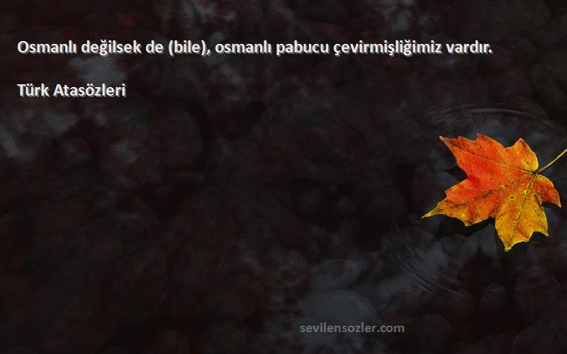 Türk Atasözleri - Osmanlı değilsek de (bile), osmanlı pabucu çevirmişliğimiz vardır.